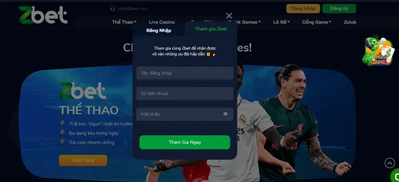 đăng ký Zbet nhận thưởng tân thủ