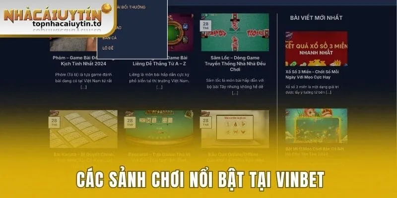 Các sảnh chơi nổi bật tại Vinbet