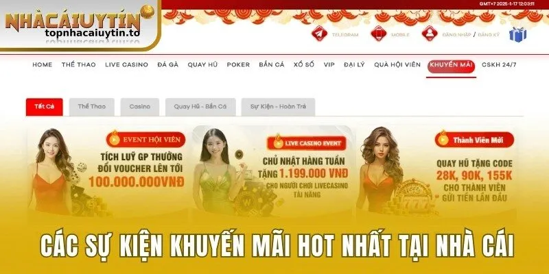 Các sự kiện khuyến mãi hot nhất tại nhà cái