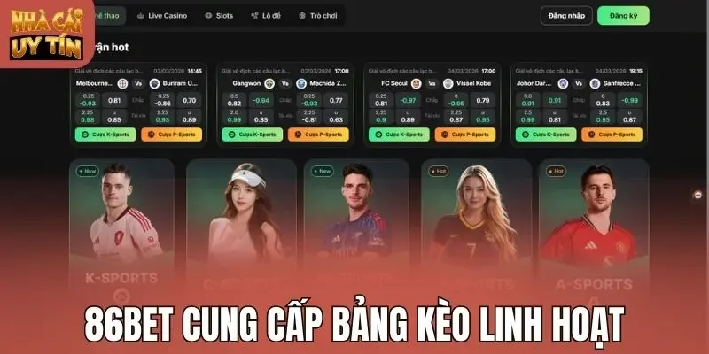 86Bet cung cấp bảng kèo linh hoạt